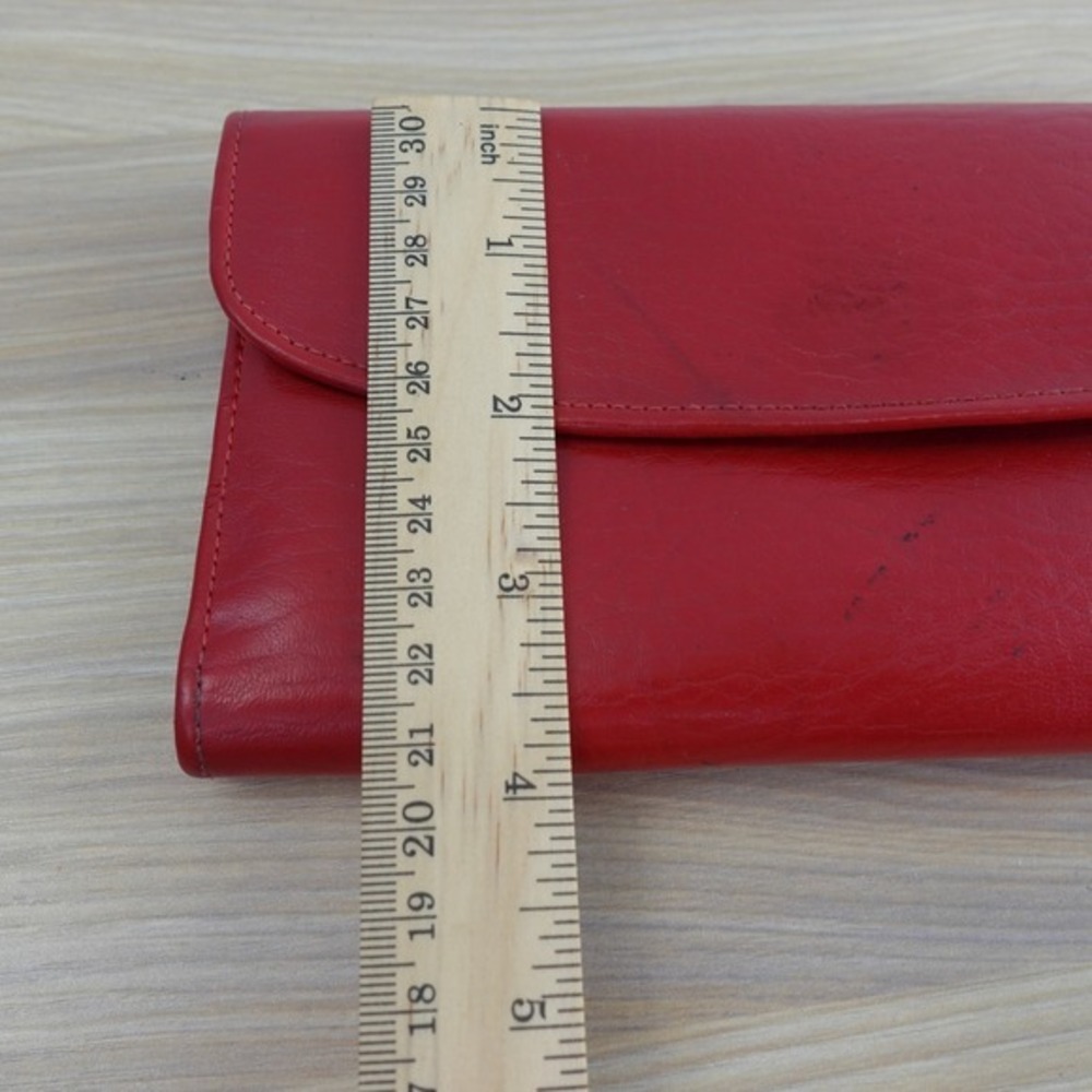 Vintage Coach Wallet Womens Red Clutch Trifold Long Purse Card Check‎ USA FLAWED - Picture 7 of 16
